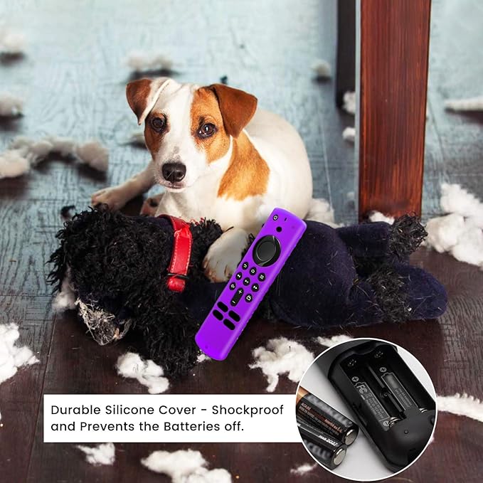 Silicone Remote Cover Replacement for Smart Voice Remote 3rd Gen. 4K Max, Shockproof Case Skin with Lanyard for HD Streaming Devices, Purple