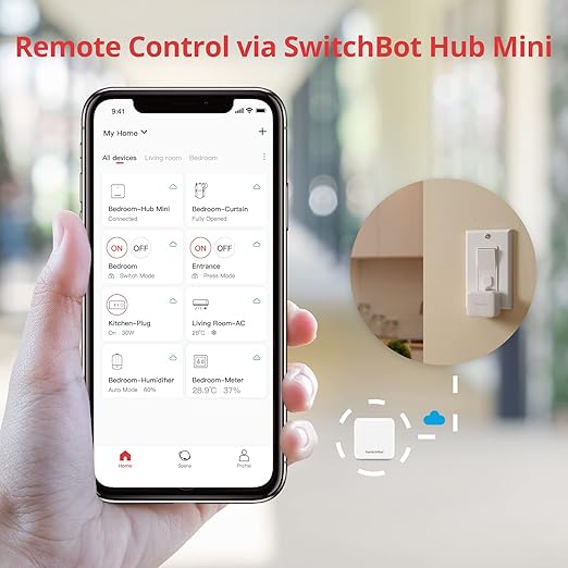 SwitchBot Smart Switch Button Pusher(3Pack) with Hub Mini - Smart Switch Button Pusher, Wireless App & Timer Control, Compatible with Alexa, Google Home, IFTTT, Easy to Use, Smart Light Control Set