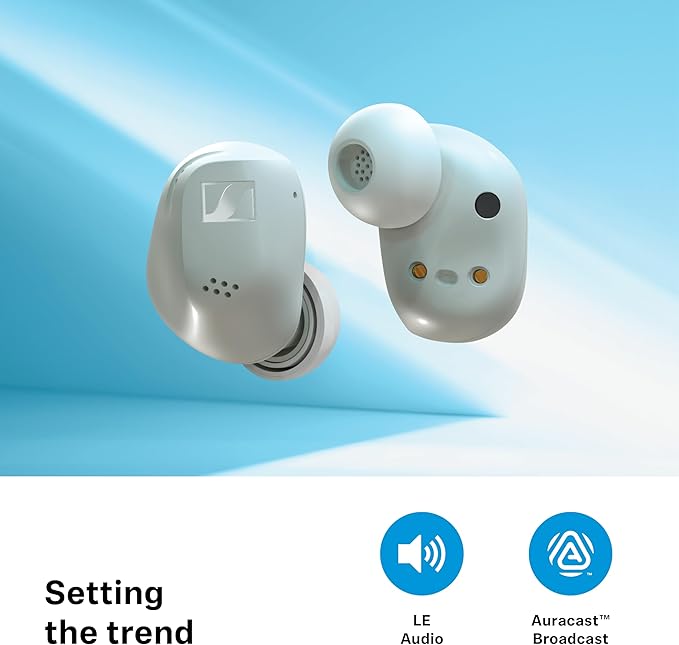 Sennheiser ACCENTUM True Wireless Earbuds - Crystal-Clear Sound with Hybrid ANC, Ergonomic Design, 28-Hour Battery Life, Touch Interface, White