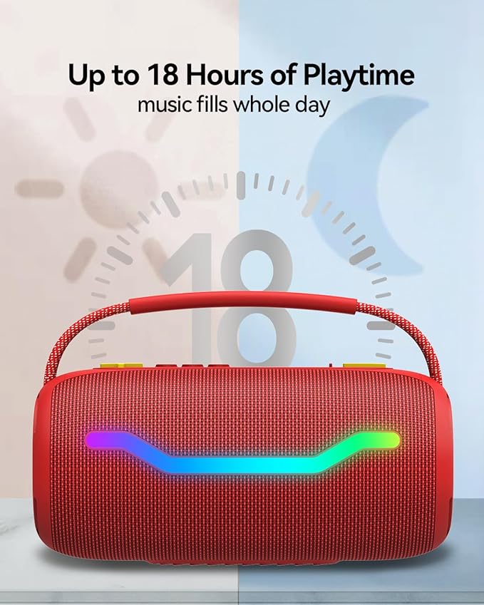 Portable Bluetooth Speaker with Light, Waterproof Karaoke Machine for Adults & Kids, Loud Sound and Deep Bass, Up to 8H Playtime, Support Bluetooth/AUX/USB for Home, Party, Outdoor and Travel