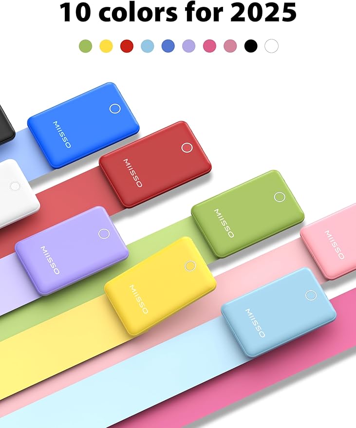 10000mAh Compatible with iPhone 15/16/17 (Only) Slim Portable Charger with Built in Cable, Power Bank Travel Charger External Battery Pack for Phone, 3 Output USB Type C Cord Clutch Charger, Pink