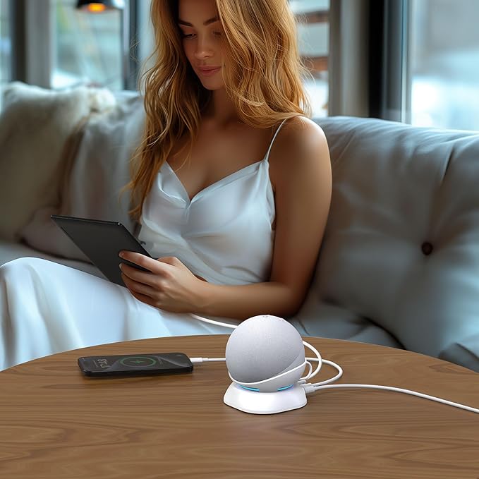 HomeMount Versatile Charging Stand - Convenient Charging Solution for Your Mobiles Earbuds and Echo Dot (4th/5th Gen, 2020/2022 Release) (White)