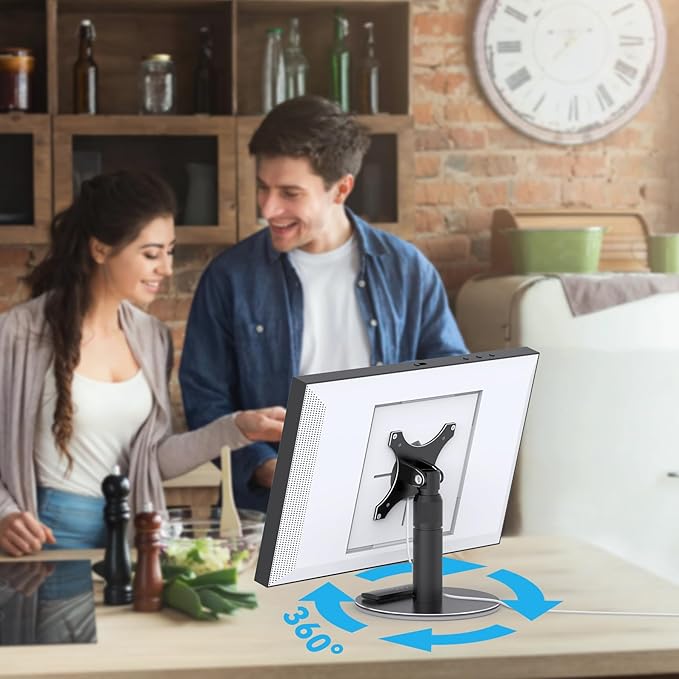 Almoz Desk Stand for Echo Show 21, Echo Show 15 (All Generations), Raises Up to 9.5" from Desk, Tilt and Swivel Mount for Alexa Echo Show 21, No Tools Required, Stable Centered Rod Design (UP-Blcak)