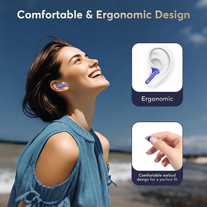 Wireless Earbuds Bluetooth 5.4 Headphones, ANC Ear Buds with CVC 8.0 Deep Bass, 36H Long Playtime, Power Display, IPX7 Waterproof in Ear Earphone with Mic for Phone Tablet Sports Workout, Blue