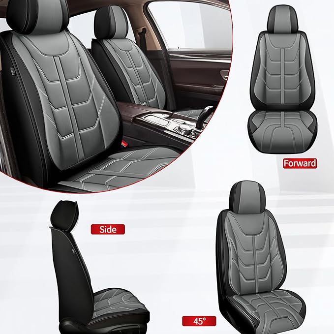 TTX LIGHTING Car Seat Covers 2 Front Seats Fit for Kia Sportage 2009-2026 Waterproof Leather Seat Covers Automotive Seat Cushion Seat Protectors with Airbag Compatible (Gray)