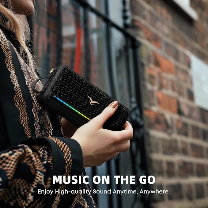 Bluetooth Speakers, 40W Peak Portable Wireless Retro Speaker, IP67 Waterproof, TWS Pairing, Active Extra Bass, Bluetooth 5.3 Loud Speaker with LED Lights, for Office, Home, Party, Outdoor, Beach, Gift