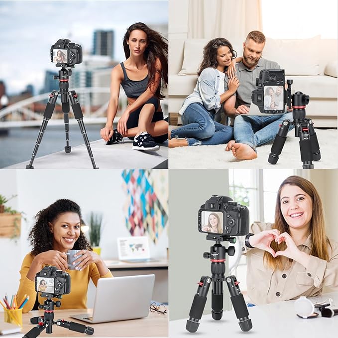 Koolehaoda Mini Desktop Tripod 18" Aluminum Camera Tripod with 360° Ball Head and Two 1/4" Arca Type QR Plates for DSLR Camera, Video Camcorder, Load up to 13lb/6kg