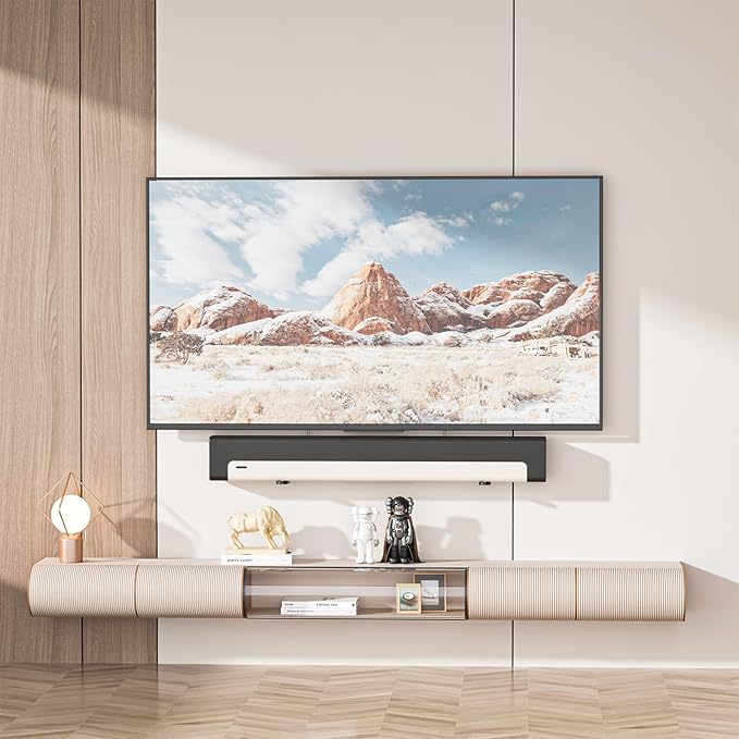 WALI Sound Bar Mounts Under TV, Universal Soundbar Wall Mount Shelf with Anti-Skid Pad, Drywall Studless Soundbar Mount Easy to Install for All Types of Wall (SLK203), Black