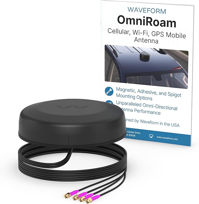 Waveform OmniRoam 4-in-1 Low-Profile Mobile Antenna – High-Performance, Rugged Fleet Antenna for Peplink, Cradlepoint, Cisco (4x4 Cellular)