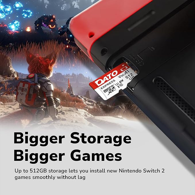 DATO Express 256GB microSDXCEX Memory Card PCIe Gen3x1 NVMe UHS-I C10 U3 V30 A1 4K8K UHD Up to 800/700 MB/s Compatible with Gen Gaming Consoles Witch 2 Action Cameras Drones 360° Cameras