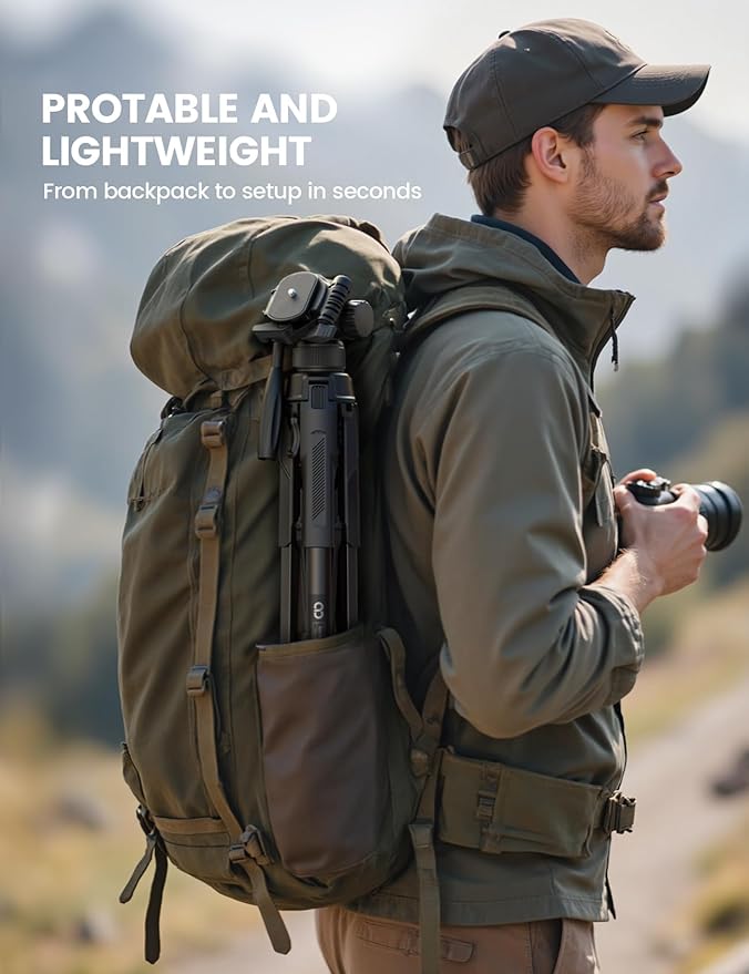 Lamicall Camera Tripod - 17.6LBS Max Load Tripod for Camera with Rapid Leg Deployment Phone Tripods for Video Recording Photo Vlog, 67" Camera Stand with Phone Holder & Carry Bag for DSLR iPhone GoPro