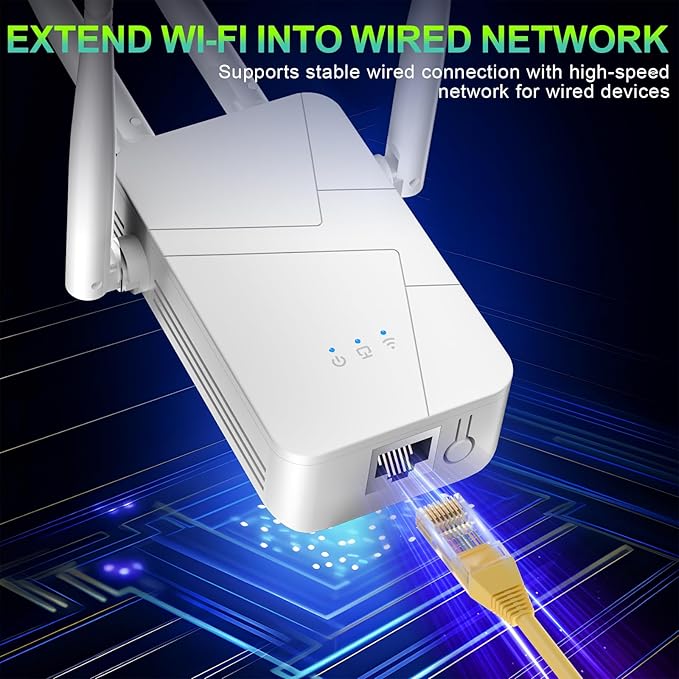 2025 WiFi Extender, 15888 sq.ft Internet Extender WiFi Booster, Long Range Wireless Repeater Signal Amplifier for Home, Mesh Wi-Fi 99% Faster | Broader Than Ever, Support 55+ Devices, 1-Tap Setup