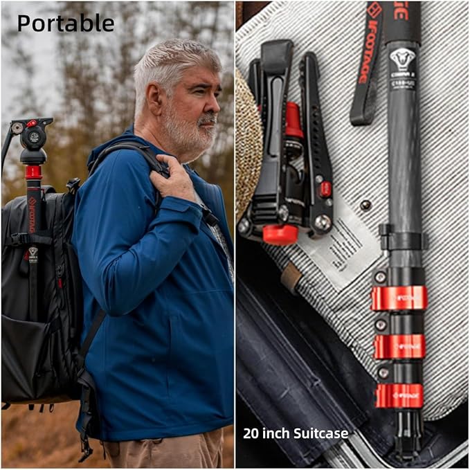 IFOOTAGE Cobra 3 C180F,Camera Monopod with Tripod Base,Carbon Fiber Professional Video Monopod,Suitable for SLR Cameras and Camcorders(71")