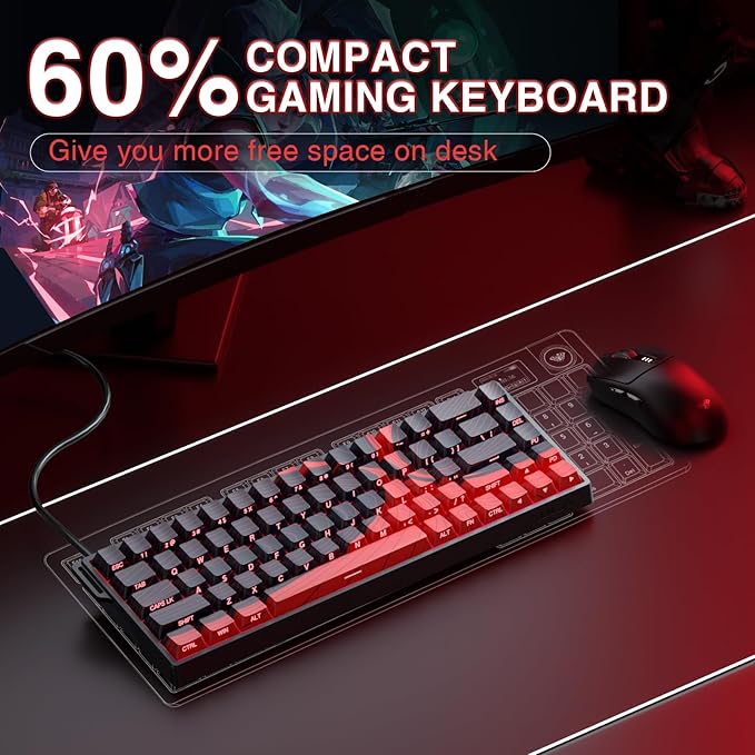 AULA WIN68 HE MAX - Hall Effect Gaming Keyboard with Magnetic Switch, Adjustable Actuation Fast Trigger Mode, 8KHz Polling Rate, RGB Backlit Wired Mechanical Gaming Keyboard 60 Percent Compact Design