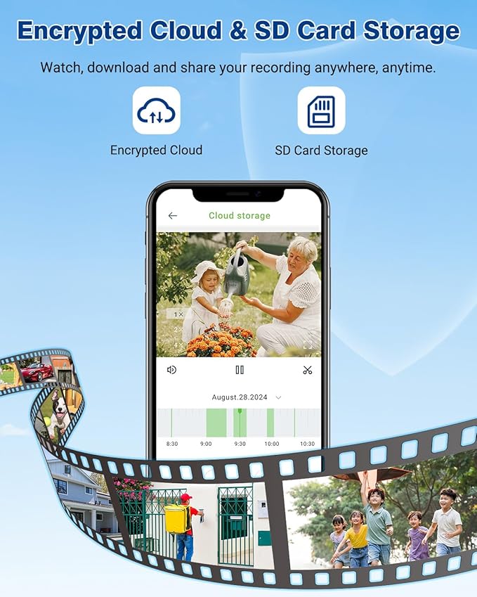 Septekon 2K Solar Security Cameras Wireless Outdoor 2 Pack, 360°PTZ Battery Powered Outdoor Camera, 2.4G WiFi Camera with Spotlight Color Night Vision, Motion Sensor Alarm, IP66, Black