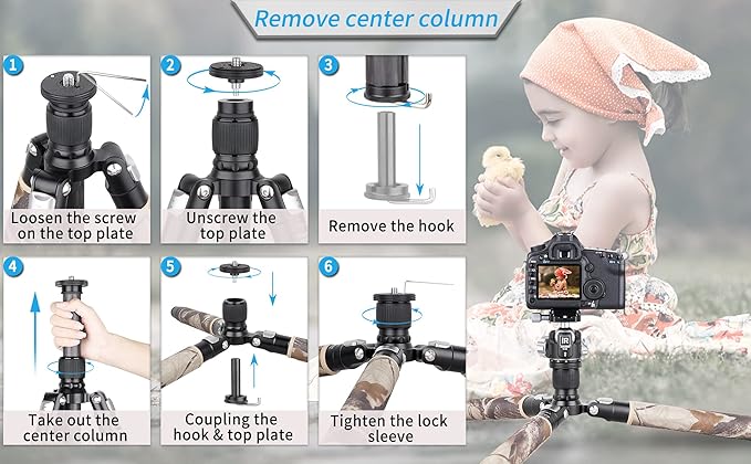 Carbon Fiber Tripod-RT75CM Super Professional Tripod Monopod Heavy Duty Compact Stand Support with 44mm/1.73in Low Gravity Center 360°Panoramic ballhead for Digital DSLR Camera, max Load 20kg/44lb