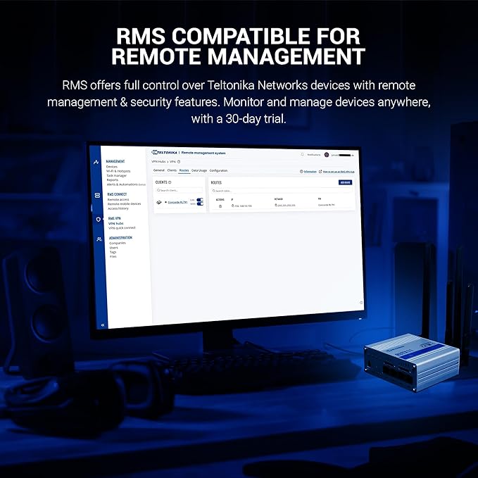 Teltonika RUTX11 Industrial Cellular WiFi Router Dual SIM Card Slot - 4G LTE CAT 6, Speeds Up to 300 Mbps - LAN, WiFi, & Bluetooth LE Connectivity - RMS Compatible, Auto Failover (TELRUTX11100400)
