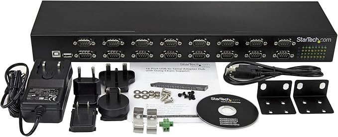 StarTech USB to Serial Hub - 16 Port - COM Port Retention - Rack Mount and Daisy Chainable - USB to RS232 Hub, TAA
