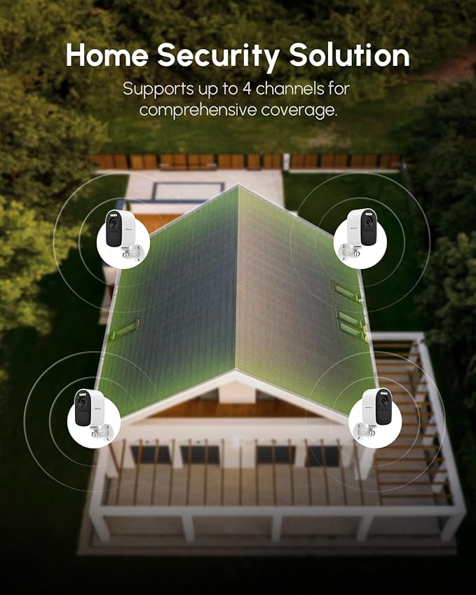 2K/4MP Wireless Solar Security Camera Outdoor, Battery Powered with Solar Panel, 5GHz & 2.4GHz WiFi, Color Night Vision, PIR Motion Alerts, APP Remote View, Use Solo or Add to 4CH Kit