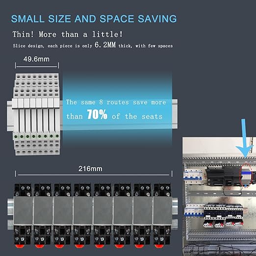 3 Pcs Miniature 5 Volt DC Relay HF41F/5-ZS 5 Pin 1NO 1NC 6A SPDT with LED Indicator, Socket Base and DIN Rail Module