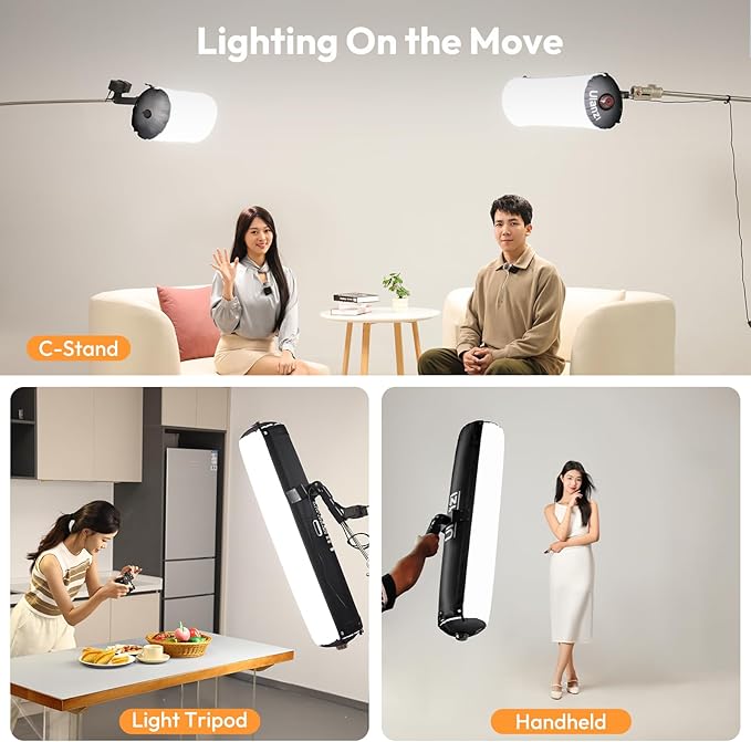 Ulanzi AL120 Inflatable Tube Light - 120W LED Video Light with Remote, 2700K-6500K CRI≥96 10 Effects Bi Color Portable Soft Box Light Fill Light for Photography/Video/Photo/Live Stream/YouTube