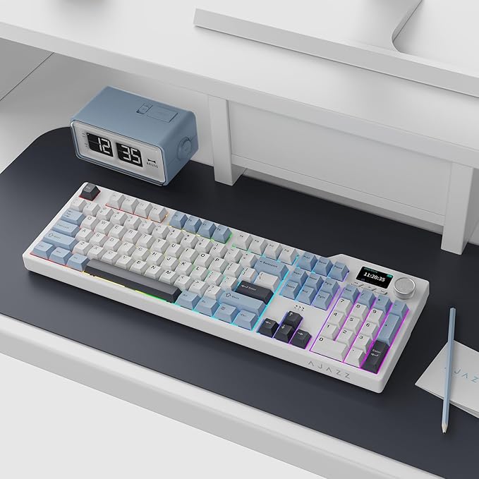 DAIDAI×AJAZZ AK35I V3 Full Size Hot Swap Mechanical Gaming Keyboard with Screen & Knob 2.4G/BT/USB-C Gasket Keyboard FR4 Plate 8000mAh Battery South Facing LED RGB (Avocado Axis)
