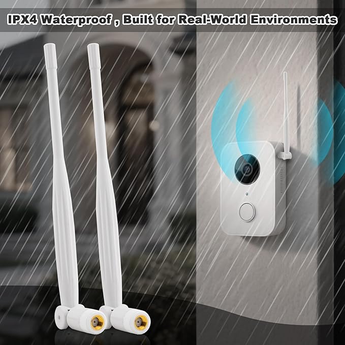 WiFi Security Camera Replacement Antenna Kit 4PCS, 2 x 2.4GHz 3dBi RP-SMA Male Foldable Antenna + 2 x 17CM/6.7" U.FL/IPEX to RP-SMA Female Extension for Reolink Eco Birdfy Wireless Camera, Kaunosta