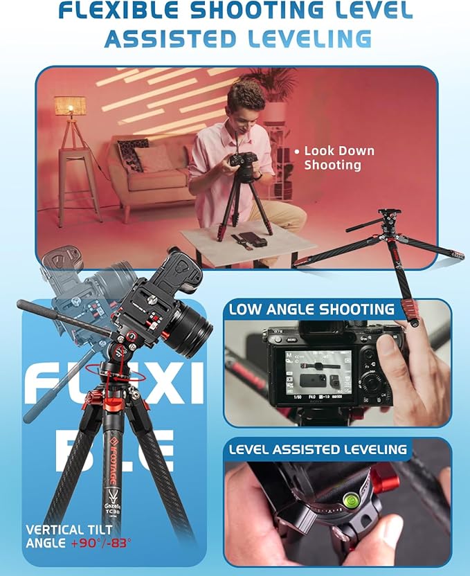 IFOOTAGE Gazelle Travel Tripod TA3B with Komodo Fluid Head K3,62/157.5cm Aluminum Alloy Tripod Kit for Camera,Smartphone Live Streaming Vlog Sony Nikon Canon Fuji DSLR,Load 11lbs,TA3B+K3
