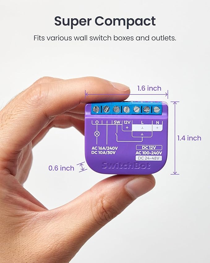 SwitchBot Smart Relay Switch 1,Smart Relay Module with Built-in Hub, Wi-Fi&Bluetooth Switch Compatible with Alexa/Apple Homekit/Google Home/Matter Hub Required, 2.4GHz, Home Automation