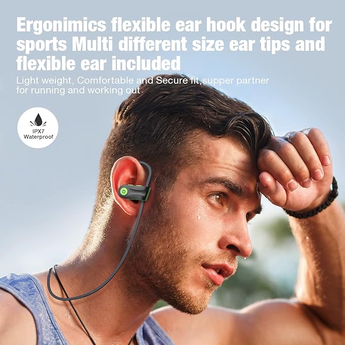 Boean Wireless Headphones Workout Headphones Bluetooth 5.3 with IPX7 Rating Workout Running Headphone with 16 Hours Bluetooth Earbuds for Man Women