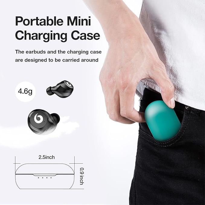 X9 Wireless Earbuds Bluetooth 5.3 Headphones Waterproof Stereo Earphones in Ear Touch Control with Microphone Headset with Deep Bass for Sport, Gaming and Running (Green-Gray)