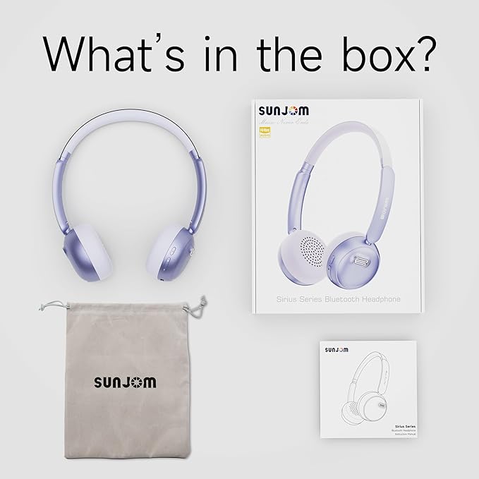 Sirius Wireless Retro Headphones, Bluetooth 5.4, 70H Playtime, ANC/ENC Active Noise Cancelling Reduction On-Ear with Microphone, Throwback 80's/ 90's Design-Purple