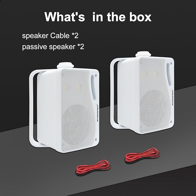 STUDIOFINIX Passive Outdoor Speakers Wired Waterproof -3.5 Inch 3 Way 200W Surface Marine & Wall Mount Speakers, Suitable for Home, Boat, Poolside, Patio, Indoor Outdoor Use(White