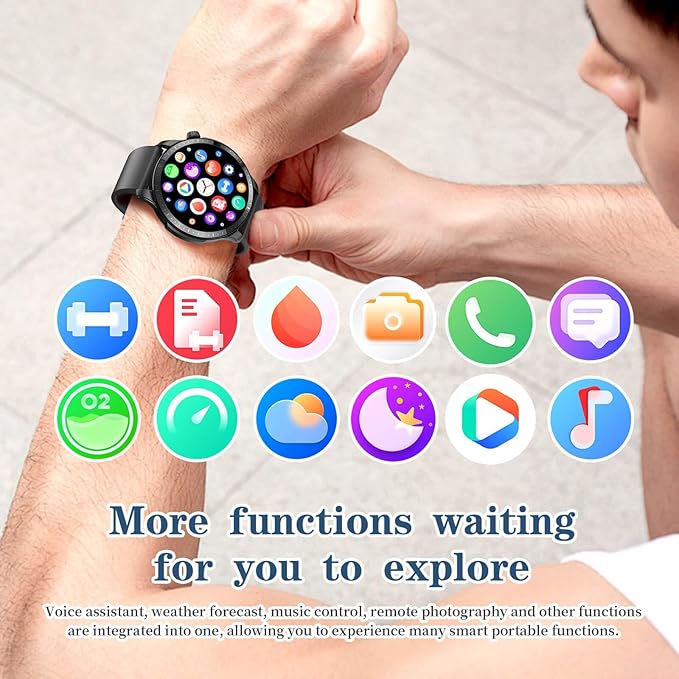 Smart Watch for Men Women, 1.39" Round GPS Watcher with 110+ Sports Modes, Blood Pressure/Heart Rate/Blood Oxygen/Sleep Monitor, IP67 Waterproof Smartwatch for Android iOS