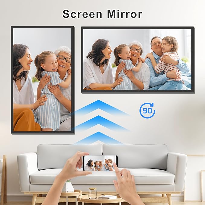 32-Inch FHD 64GB Extra Large Digital Picture Frame - 1920x1080 IPS 1080P Digital Photo Frame, Remote Control, Sync Smartphone Screen, Share Photos Videos via App Email, for Mom Dad