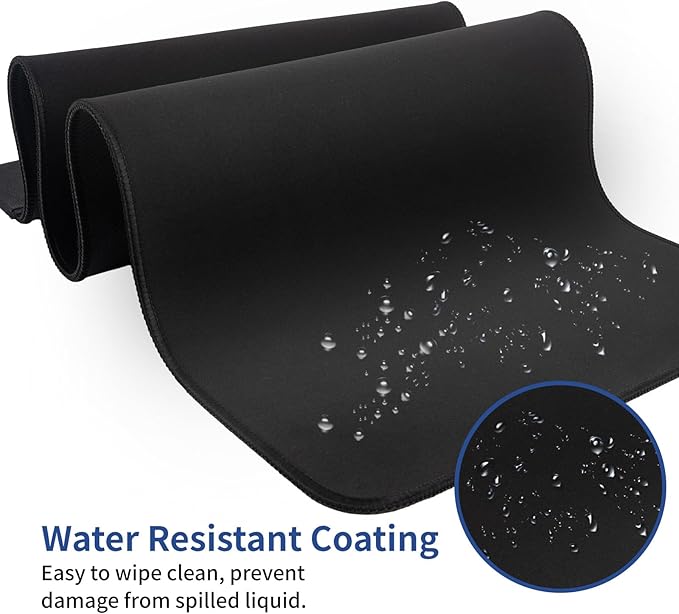 15W Large Gaming Mouse Pad with Superior Micro-Weave Cloth, Extended Desk Mousepad with Stitched Edges, Non-Slip Base, Water Resist Keyboard Pad for Gamer, Office & Home, 30 x 12 in, Black