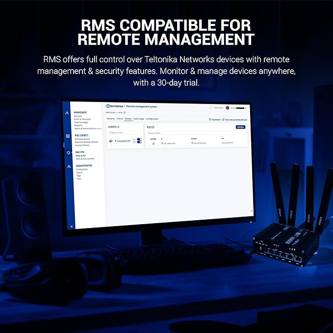 Teltonika RUTM50 WiFi Router Dual SIM Card Slot - 5G Ultra High Speeds Up to 3.4 Gbps - Auto Failover with SA & NSA 5G Architecture Support - 4G Compatibility Wireless Router (TELRUTM50000000)