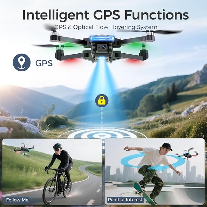 GPS Drones with 4K Camera for Adults with HD Screen on Controller and Follow Me Mode,Long Flight Time and Distance,Transmission and GPS Auto Return,G10 RC Quadcopter Easy fly for Beginner and Kids,Under 249g