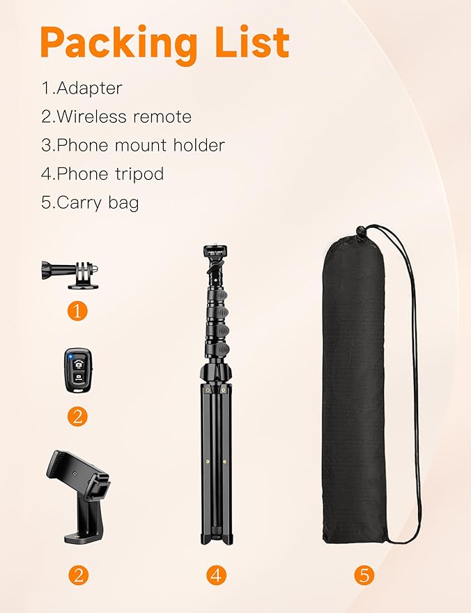 Phone Tripod, 71" Portable Cellphone Tripod Stand with Remote & Phone Holder, Camera Stand for iPhone, Compatible with Camera iPhone/Android Smartphone/Gopro