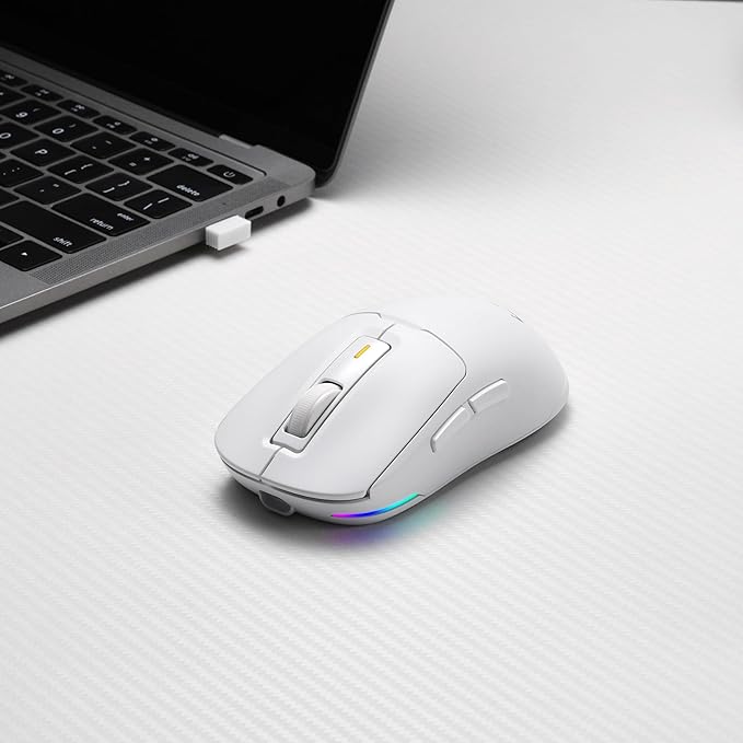 LTC GM024 Tri-Mode Wireless Gaming Mouse, 59g Ultra-Light Ergonomic Gaming Mouse 2.4Ghz/BT/Wired, 6-Level DPI 4800 Max, 1000Hz, 5 Programmable Buttons, Pro Software