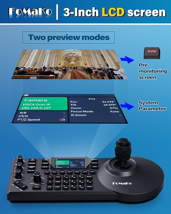 FoMaKo 4K 20X PTZ Camera HDMI AI Auto-Tracking PTZ Camera,for Church Worship Education Conference Events,NDI 6 & NDI HX3 Certified(K20UHx3+KC608 Pro)