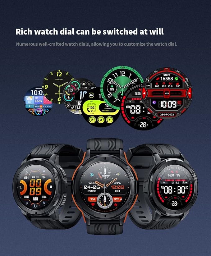 Gravity C25 1.43" AMOLED Smartwatch with Always-On Display, Bluetooth Call, AI Voice, 100+ Sports Modes, Heart Rate & Sleep Monitor, 1 ATM Waterproof, Fitness Tracker for iOS & Android (Orange)