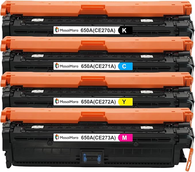 MasaiMara 650A CE270A CE271A CE272A CE273A Compatible Toner Cartridge for HP Laserjet Enterprise CP5525 CP5525dn CP5525n CP5525xh M750 M750dn M750n M750xh Printer (Black Cyan Magenta Yellow, 4-Pack)