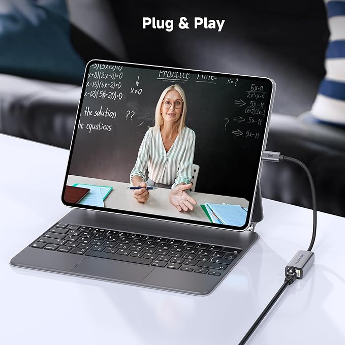 Cable Matters USB C to Ethernet Adapter, Gigabit Ethernet to USB C Network Adapter for 1000Mbps, Compatible with MacBook, iPhone 16 Pro/Max, iPad Pro, Dell XPS, Surface, and More