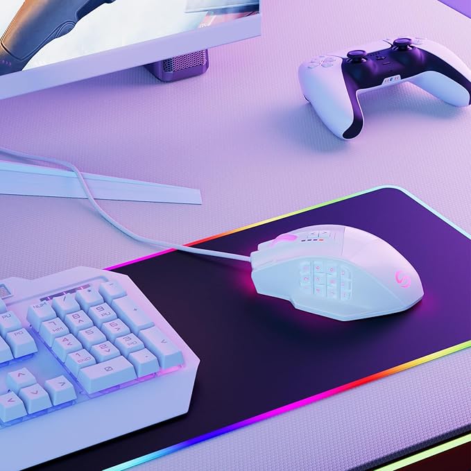 UtechSmart Venus Gaming Mouse RGB Wired, 16400 DPI High Precision Laser Programmable LED MMO Computer Gaming Mice with 12 Side Buttons