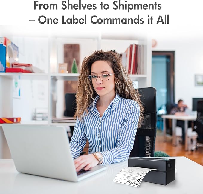 Bluetooth Thermal Shipping Label Printer: 4x6 Wireless Mini Clear Label Maker with Waterproof Tape for Small Business - Widely Used for USPS UPS Ebay Amazon Shopify Etsy