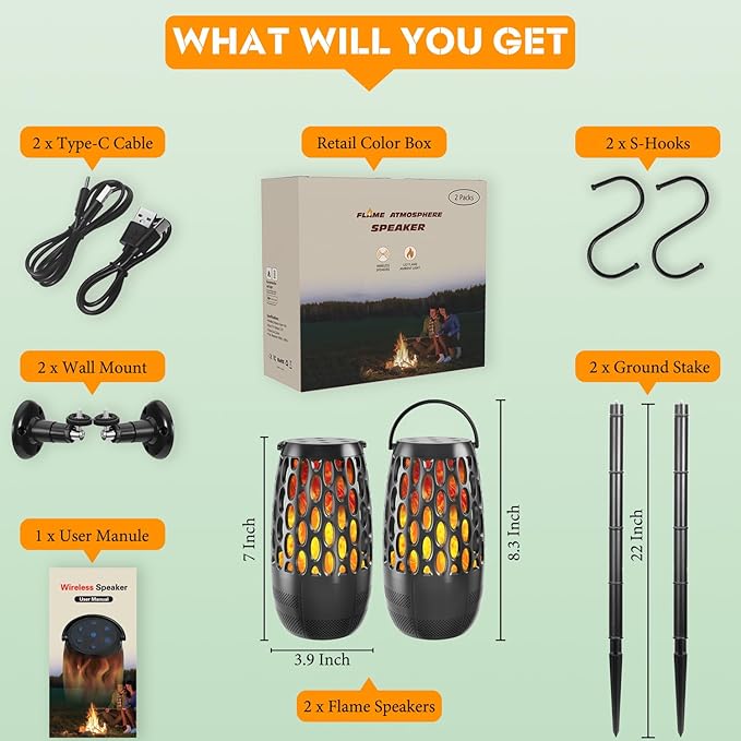 Upgraded Outdoor Bluetooth Speakers Patio with LED Lights – IPX6 Waterproof, Multi-Sync Up to 100 Speakers, Auto-Pairing, 3 Lighting Modes, Portable Patio & Garden Speaker, Ideal Gift for Men, Women