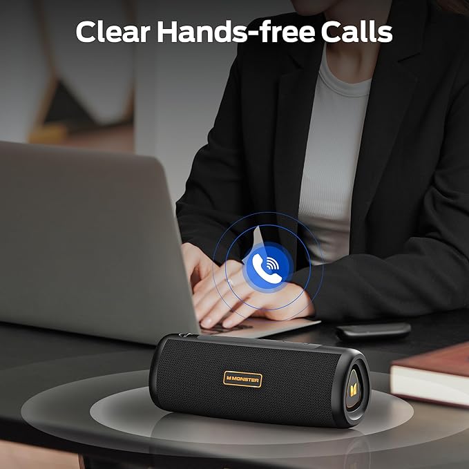 Monster S230 Portable Bluetooth Speaker, Wireless Speaker with 30W Loud Stereo Sound, Wireless Stereo Pairing, 24H Playtime, Bluetooth 6.0 Supports TF Card, AUX for Outdoor/Home/Party