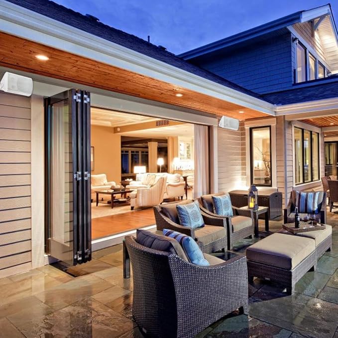 Herdio 5.25 Inch Indoor Outdoor Speakers Wired Waterproof 300 Watt Wall Mount Speakers for Patio, Deck, Garage,Covered Porch All Weather Resistance(A Pair,White)