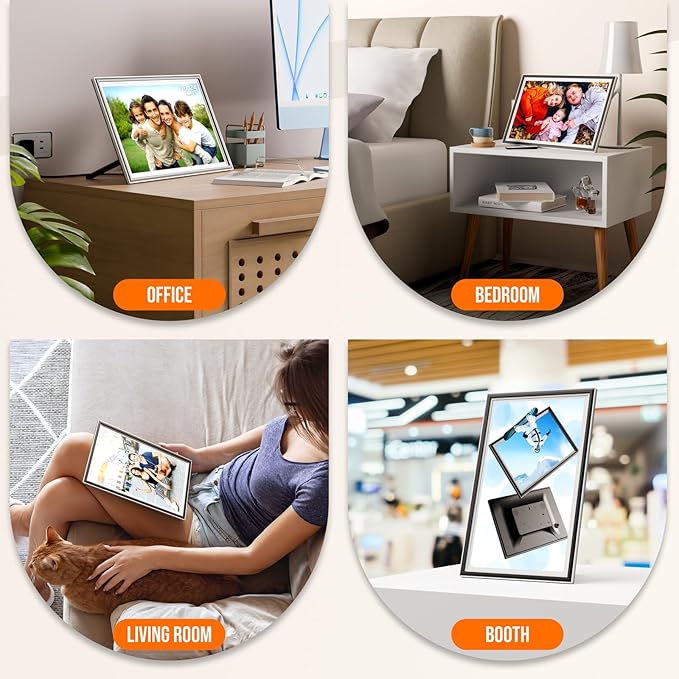 Smart WiFi Digital Picture Frame - 15.6-inch Full HD Touchscreen, 64GB Electronic Photo Frame Wall Mountable for Home Decor, Supports USB&SD Card, Share Precious Memories via Frameo App Anywhere